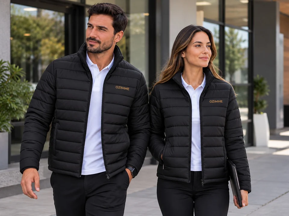 Jaquetas forradas de nylon e corta vento preta Ozimme